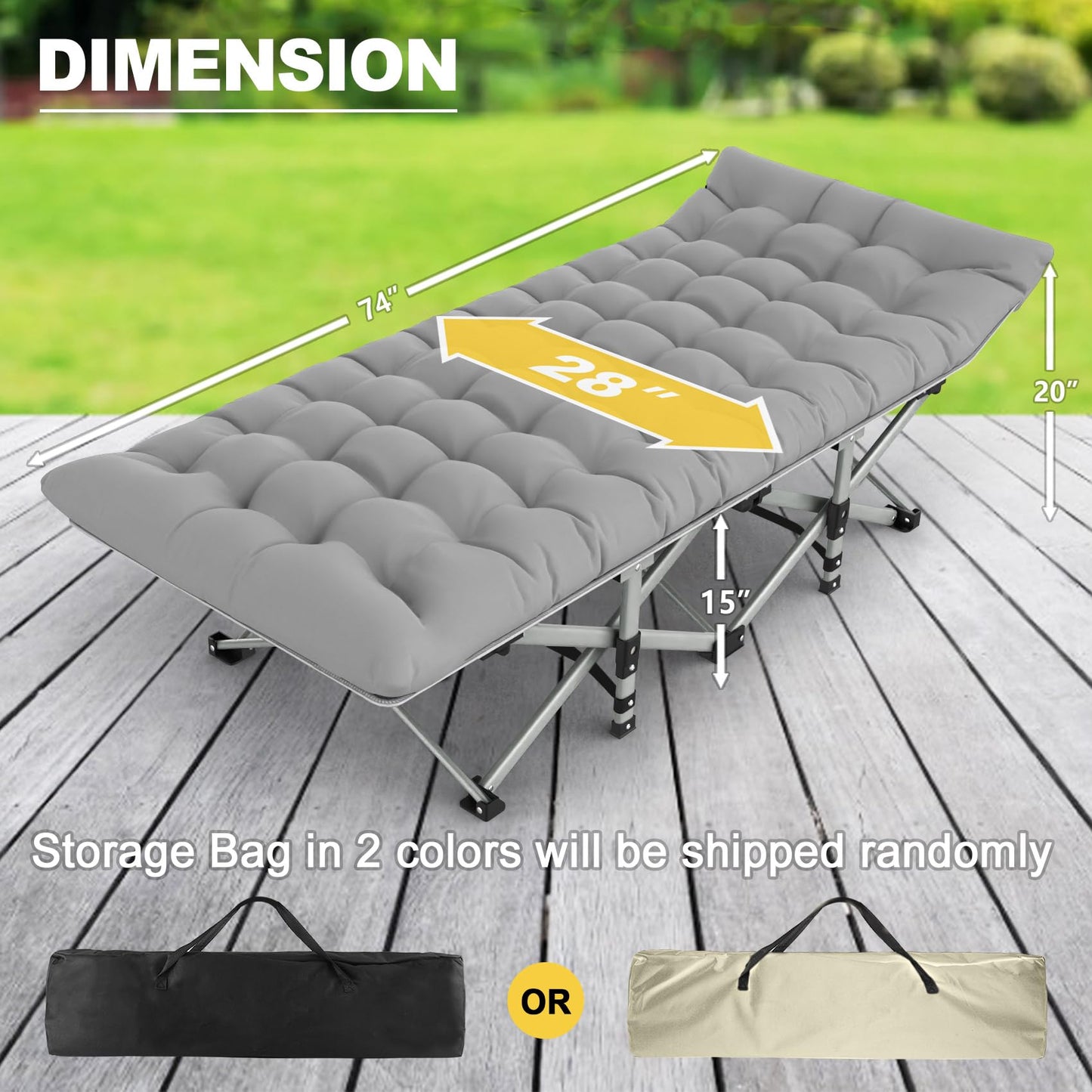 Slendor Folding Camping Cot for Adults with Mattress,Max Load 800lbs Cots for Sleeping Camp Cots for Adults Kids Teenage Portable Travel Camp Cot Bed Mattress for Home Office Beach Garden Tent