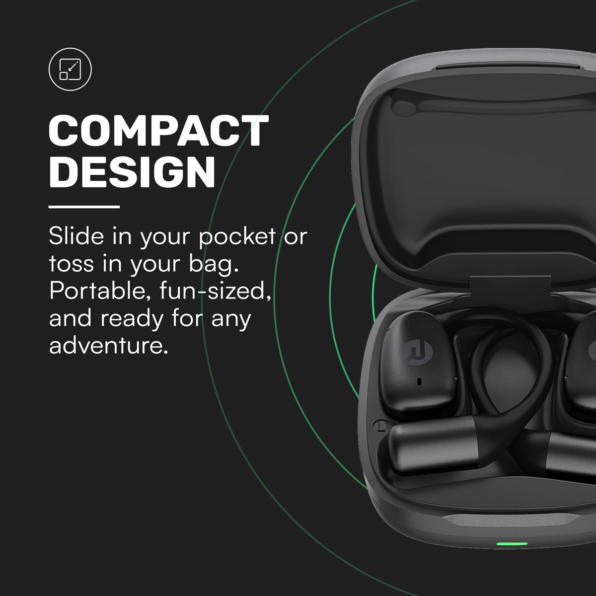 Raycon Essential Open Earbuds – True Wireless Open Ear Bluetooth 6.0 Headphones, Ultra-Lightweight, Comfort Hook Design, IPX5 Water Resistant, 36 Hours of Battery Life (Black)