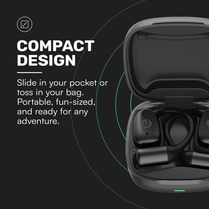 Raycon Essential Open Earbuds – True Wireless Open Ear Bluetooth 6.0 Headphones, Ultra-Lightweight, Comfort Hook Design, IPX5 Water Resistant, 36 Hours of Battery Life (Black)