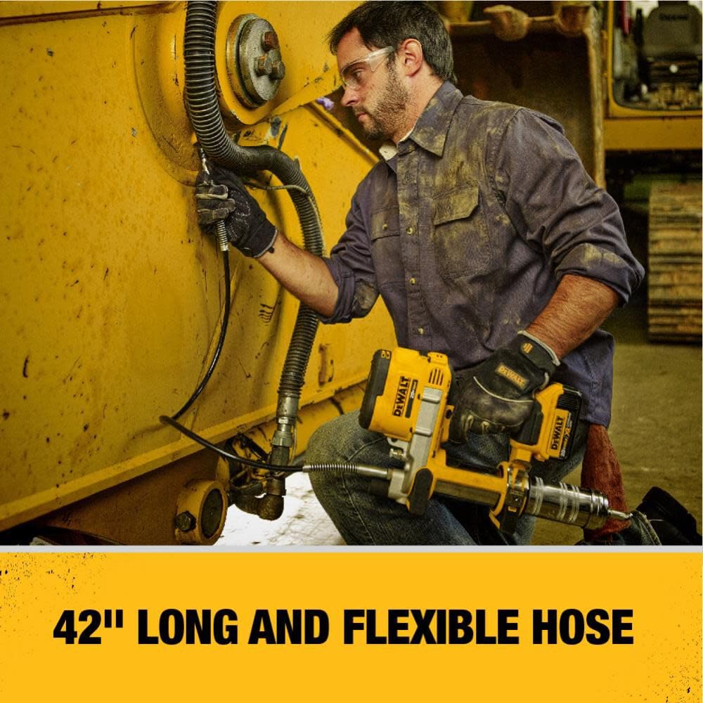 DEWALT Grease Gun Kit 20V MAX with Battery and Charger Cordless Grease Gun, 42” Hose, 10,000 PSI, Variable Speed Triggers (DCGG571M1)
