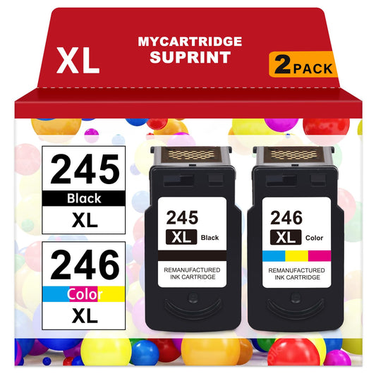 myCartridge SUPRINT 245XL Ink Cartridge PG-245 CL-246 Replacement for Canon Ink 245 and 246 Compatible for Canon 245XL 246XL Combo Pack for Pixma MG2522 TS3122 TS3322 MX490 TR4520 Printer 245 Ink