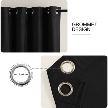 RYB HOME Black Velvet Curtains 96 inches, Soft Thick Velvet Drapes with Rustproof Grommet Room Darkening Noise Reducing Privacy Blinds for Closet Living Room Studio, W52 x L96 inches, 1 Pair