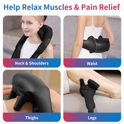 Neck Massager with Heat - Cordless Shiatsu Neck and Back Massager for Pain Relief Deep Tissue, Rechargeable 6D Kneading Brushless Motor Shoulder Massage Gifts for Women Men Home Office Car Christmas
