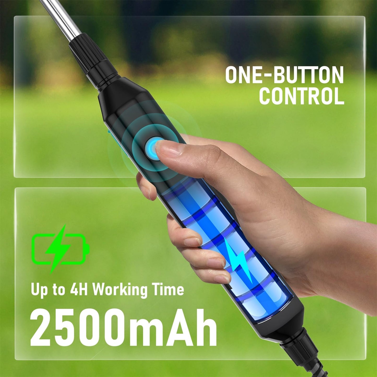 Battery Powered Garden Sprayer 2 Gallon, Electric Backpack Sprayer, Weed Yard Lawn Sprayer with 5 Mist Nozzles & Retractable Wand & Adjustable Strap for Lawn, Garden, Yard