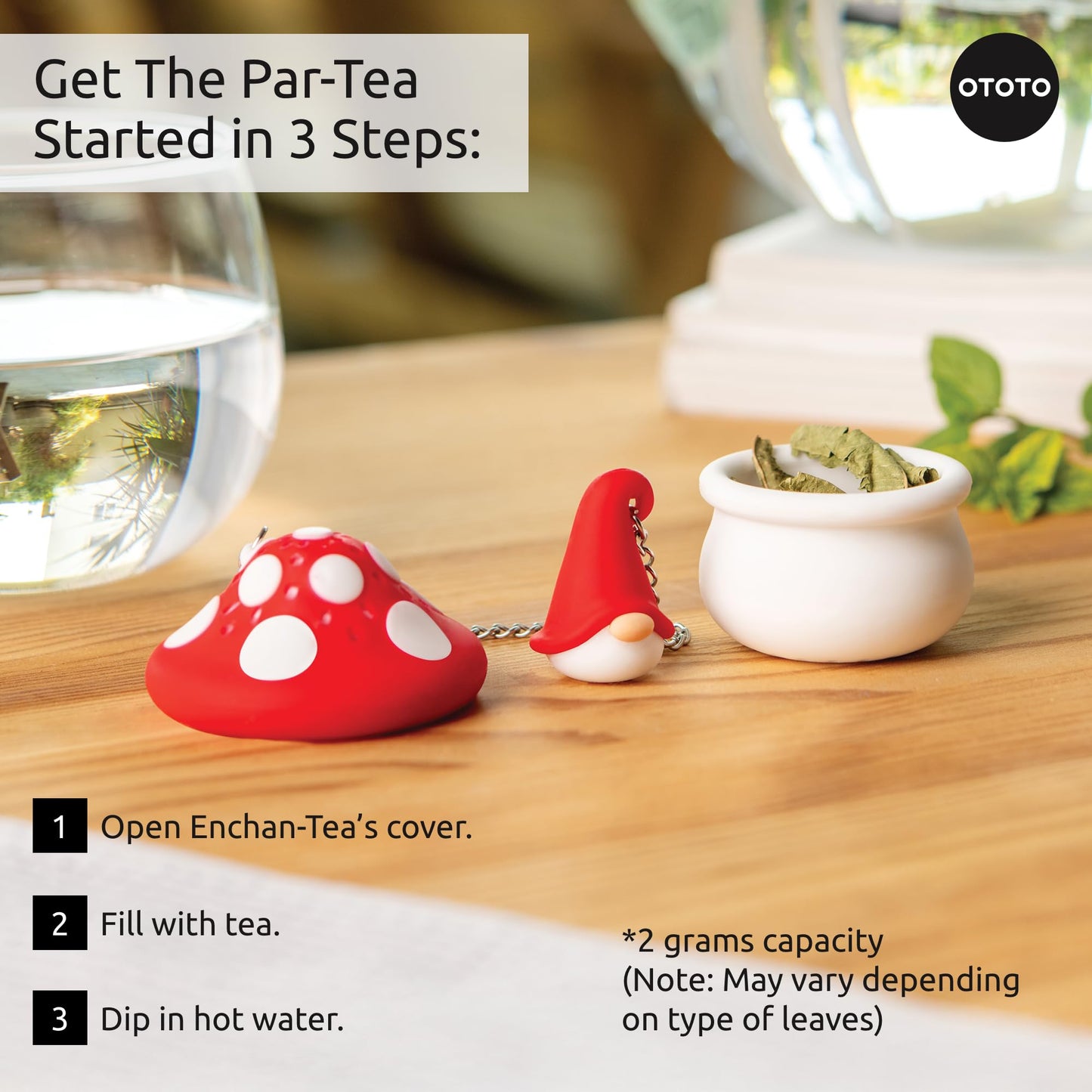 Cute Tea Strainers - Loose Leaf Tea Steeper, Tea Infuser for Loose Leaf Tea, Tea Diffusers, Tea Accessories, Mushroom Gifts, Cute Kitchen Accessories, White Elephant Gifts, (Gnomeo, Gnome)