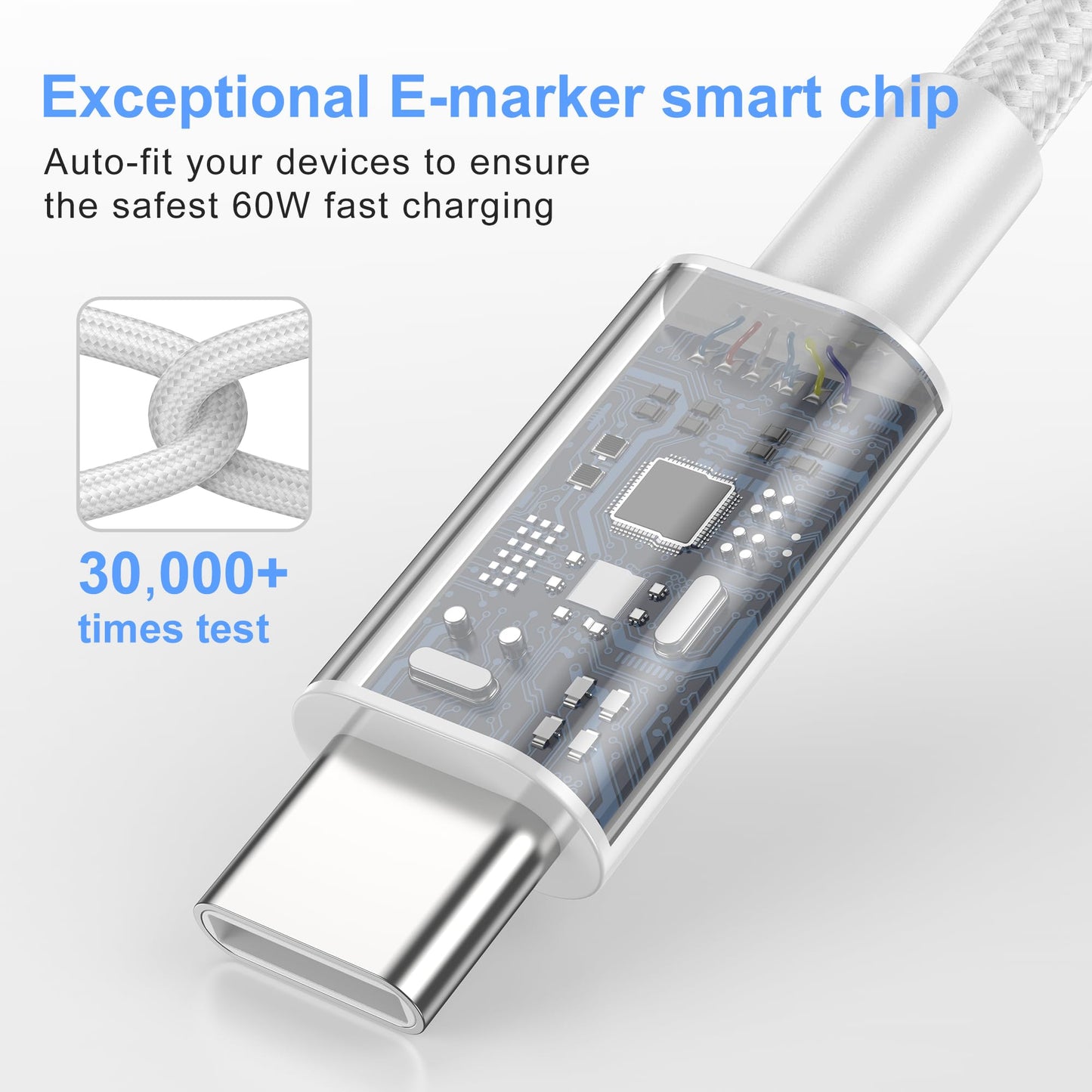 uoyssimi iPhone 16 15 Charger Fast Charging 3 Pack 20W USB C Charger with 6ft Braided Type C Cable for iPhone 16/16 Pro/16Pro Max/15, iPad Pro, MacBook Air