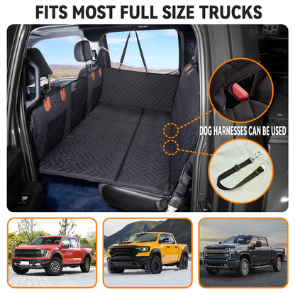 YJGF Dog Back Seat Extender for Truck,Truck Seat Cover Back Seat,Dog Hammock for Truck,Pet Seat Covers for Dogs,Hard Bottom Seat Extender for Dogs,Dog Seat Cover for F150/RAM1500/Silverado (Black)