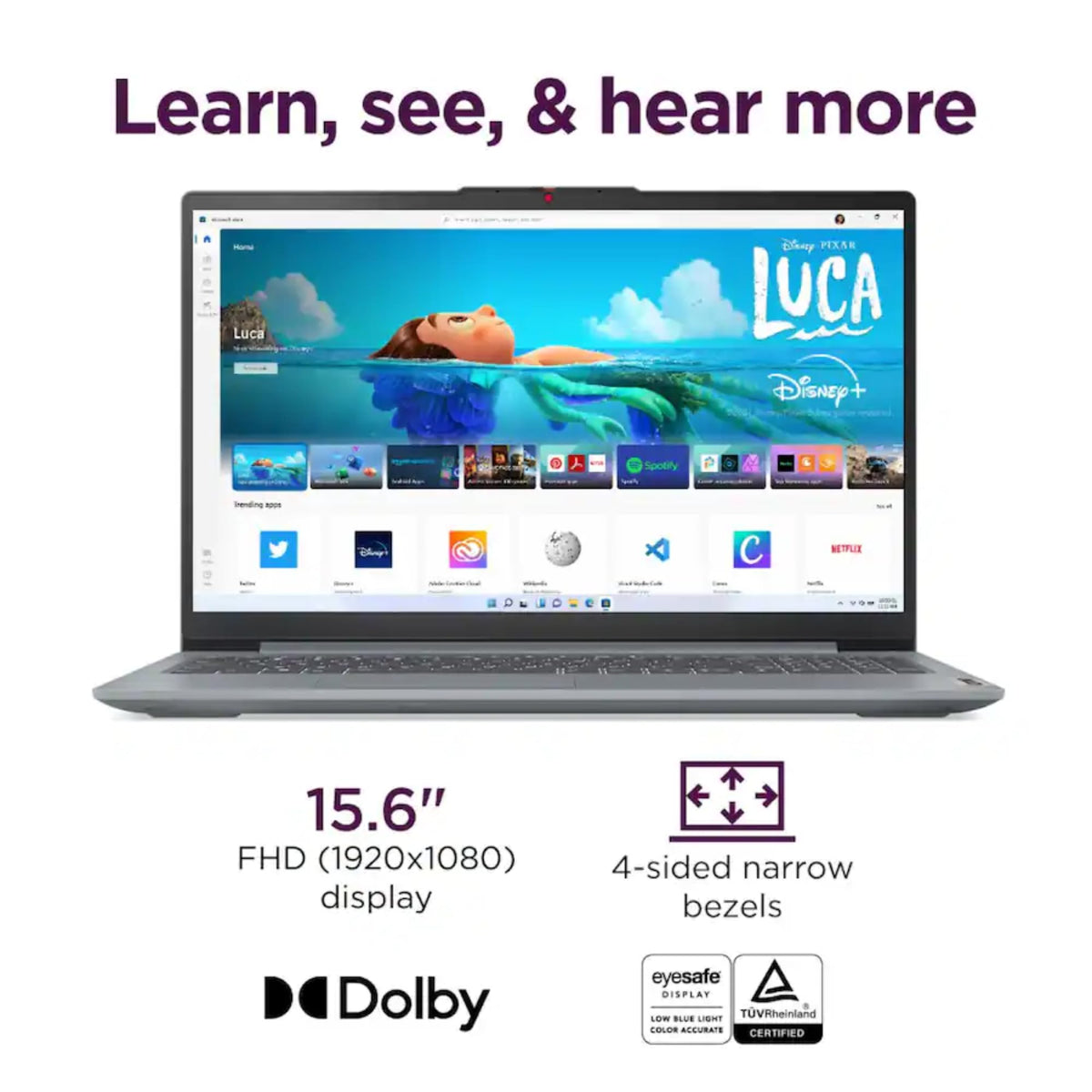 Lenovo IdeaPad 15.6" Laptop Computer - 20GB RAM - 1.2TB Storage - Intel Core | Microsoft Office 365 Included, 256GB SSD and 1TB Cloud Storage, Webcam, Windows 11 no Mouse | Essential Laptop