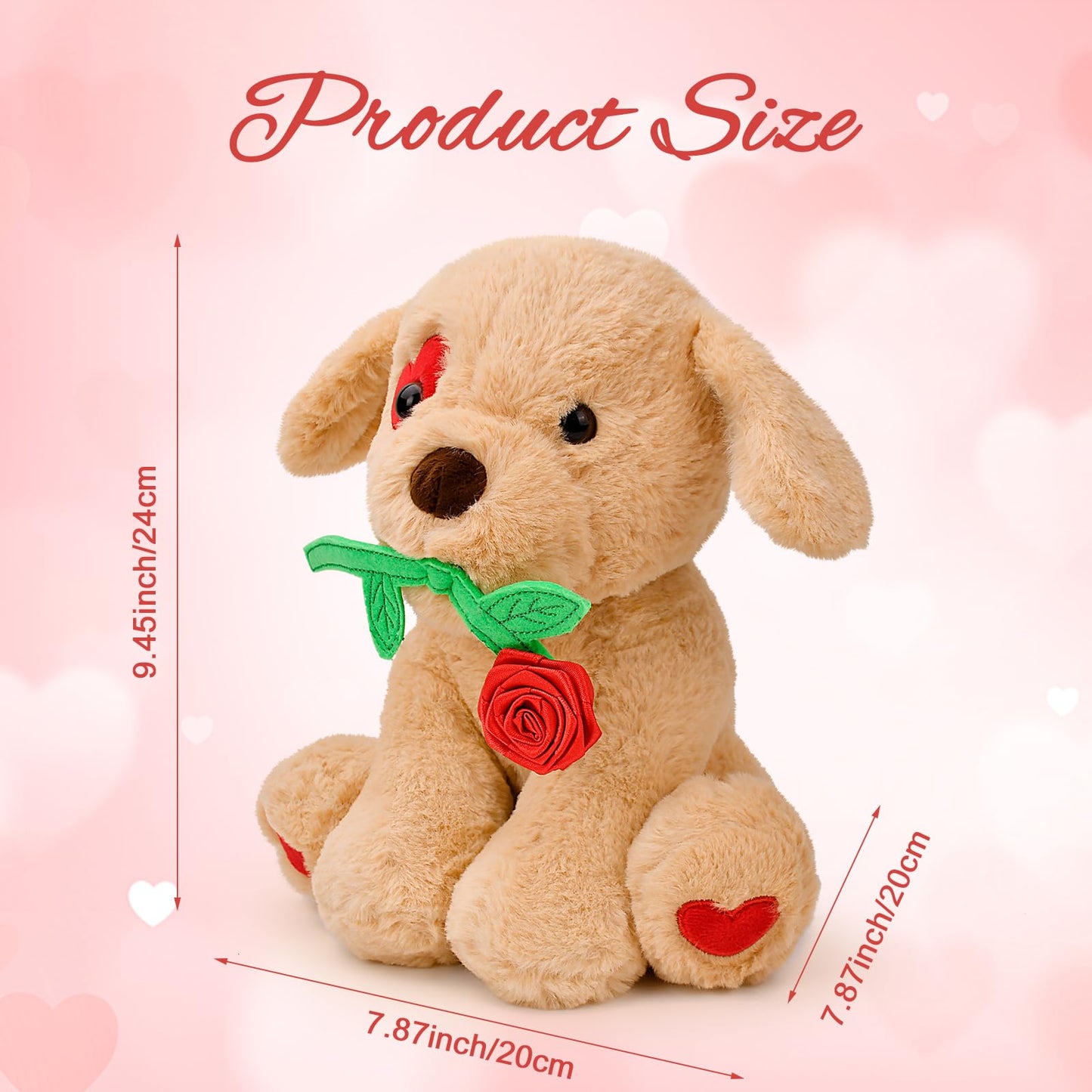 Valentines Day Gifts for Her: 10 inch Funny Cute Plush Dog with Rose for Wife Fiancée Girlfriend Women Mom Kids Naughty Valentine's Stuffed Animals Romantic Gifts for Birthday Wedding Anniversary Xmas