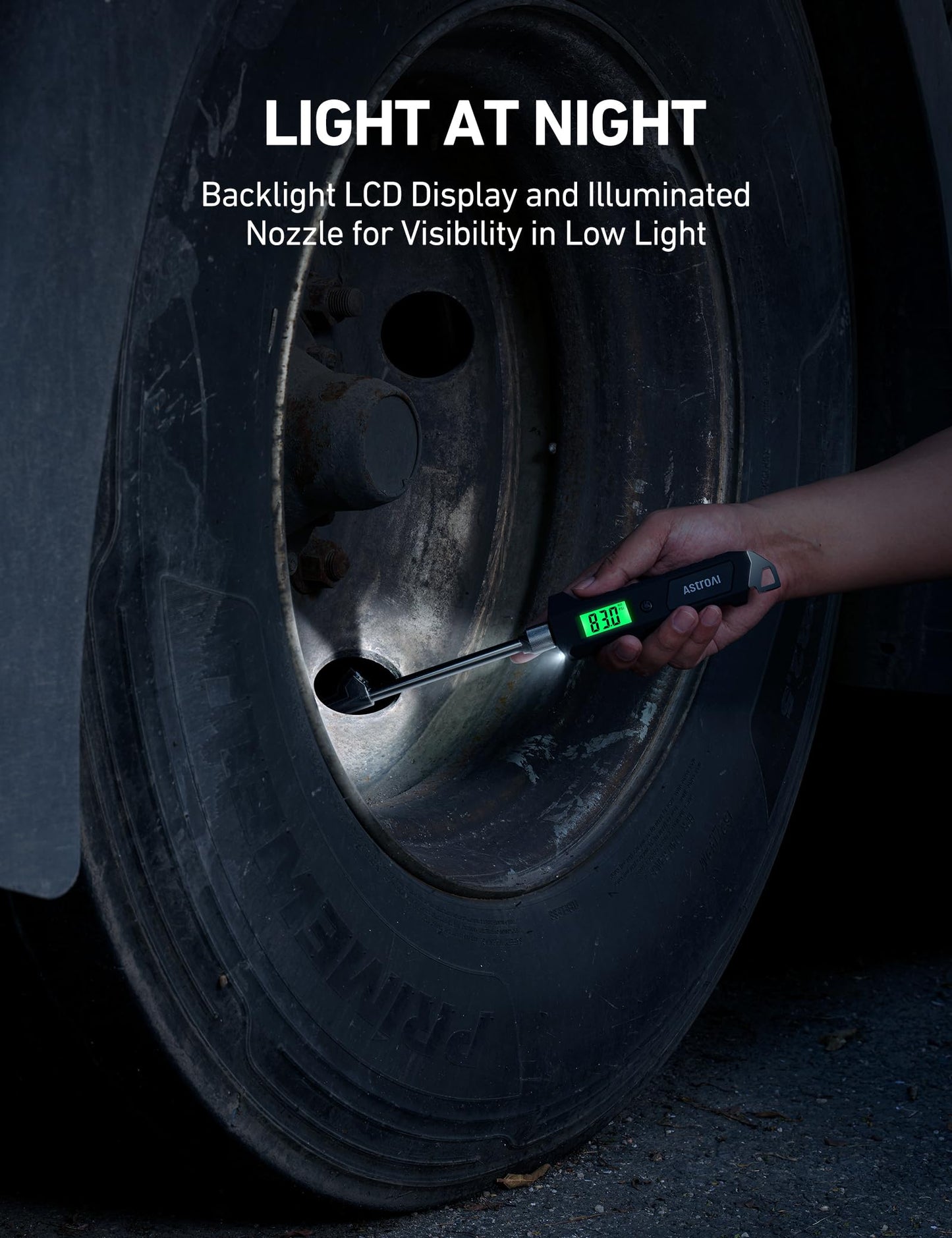 AstroAI Digital Tire Pressure Gauge 230 PSI Heavy Duty Dual Head Stainless Steel Made for Truck and RV with Backlit LCD and Flashlight Car Accessories