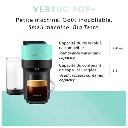 Nespresso Vertuo Pop+ Coffee and Espresso Maker by Breville, Aqua Mint