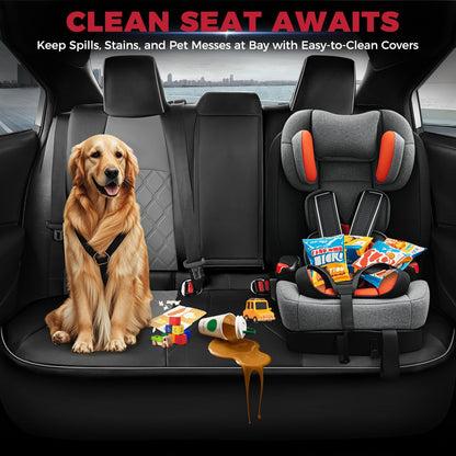 FREESOO for Toyota Corolla Seat Covers Hybird LE 2023 2024 2025, Custom Fit Car Seat Covers, Waterproof Car Seat Cover Protector Cushions, Luxury Leather Seat Covers for Cars, Black Gray Full Set