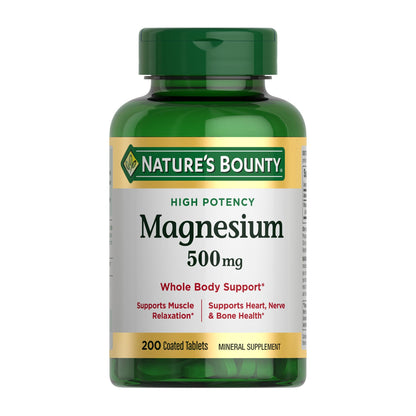 Nature's Bounty Magnesium Supplements - Magnesium 500 Mg Tablets for Bone & Muscle Health, 200 Count (Pack of 1)