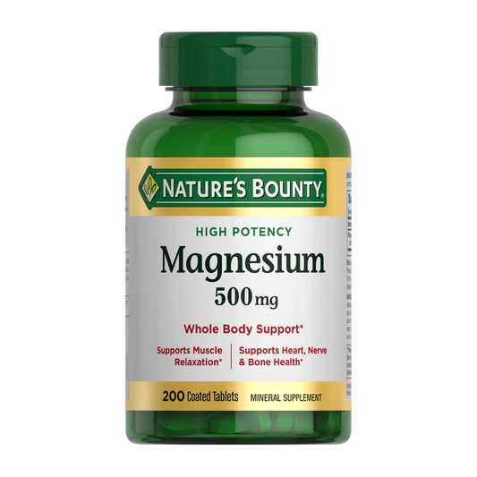 Nature's Bounty Magnesium Supplements - Magnesium 500 Mg Tablets for Bone & Muscle Health, 200 Count (Pack of 1)