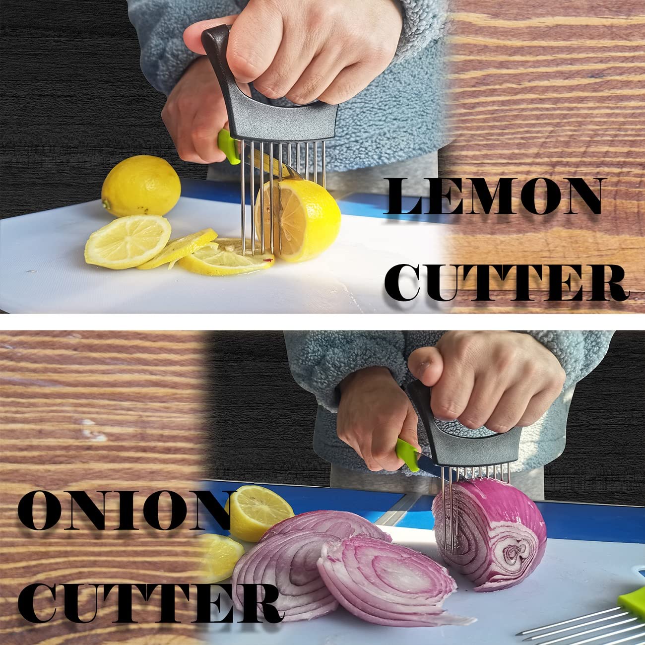 SCGFPOE Onion Slicer Holder, Onion | Tomato | Potato | Apple | Egg Holder for Slicing, Vegetables | Fruits Slicer Holder, Meat |Beef Chopper, Multi-Purpose Kitchen Accessory, 2 Pack