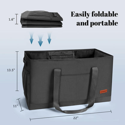 MHOMER Reusable Upright Grocery Bags Extra Waterproof Large Utility Tote Bag with Carrying Handles Foldable Shopping Bags Reinforced Bottom and Side Durable Oxford Fabric Classic Carbon Black