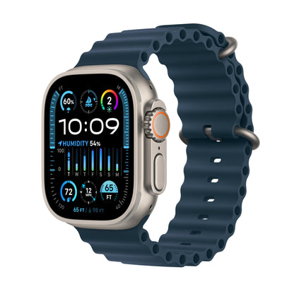 Apple Watch Ultra 2 [GPS + Cellular 49mm] Smartwatch with Rugged Titanium Case & Blue Ocean Band One Size. Fitness Tracker, Precision GPS, Action Button, Extra-Long Battery Life