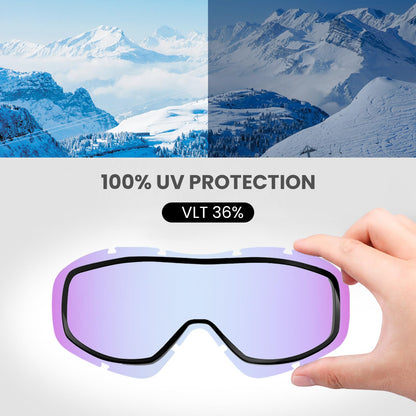 OutdoorMaster OTG Ski Goggles - Over Glasses Ski/Snowboard Goggles for Men, Women & Youth - 100% UV Protection (Black Frame + VLT 36% Rose Lens)