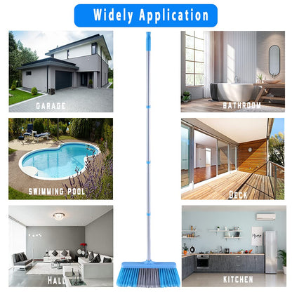 YONILL Indoor Outdoor Broom with Long Handle, 53" Angle Brooms for Floor Cleaning Sweeping Broom for Garage, Patio, Garden, House and Kitchen