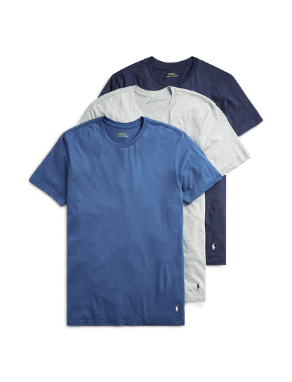 POLO RALPH LAUREN Classic Fit Undershirt w/Wicking 3-Pack Crews Andover Heather/Bali Blue/Cruise Navy MD