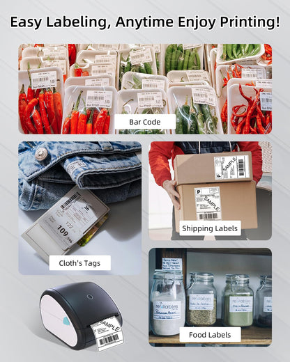 BORN4SHIP Thermal Label Printer 4x6, Bluetooth Shipping Label Printer for Small Businesses, with Built-in Paper Holder, Compatible with Amazon Shopify USPS