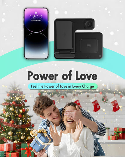 Wireless Charger iPhone Charging Station: 3 in 1 Charger Stand Multiple Devices for Apple - iPhone 17 16e 16 15 14 Pro Max 13 12 11 - Watch 10 9 8 7 6 5 4 3 2 SE and Ultra Series - Airpods 4 3 Pro