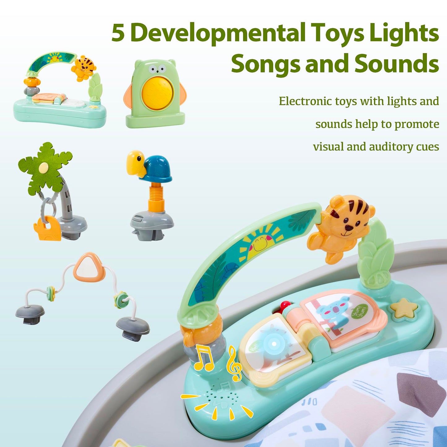 Time Followers® 6-in-1 Baby Activity Center | Jumpers and Bouncers | 4 Stage Grow Stationary Standing Toddler Play Table | Shower Gift | Infant Essential for Baby Ages 6-36Month (Beige)