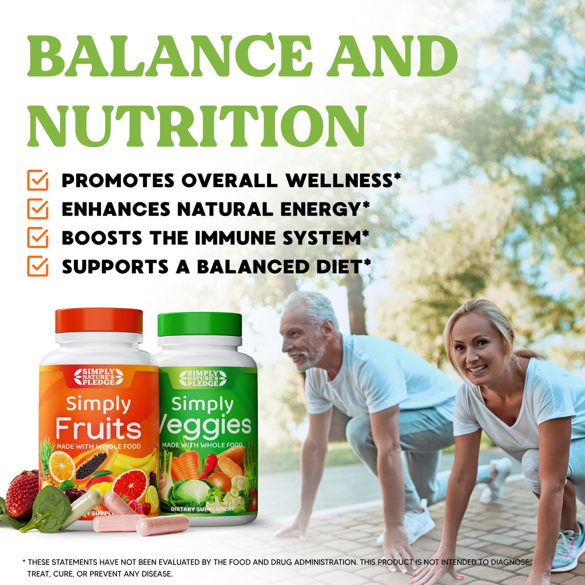 Simply Nature's Pledge -Packed with 42 Different Fruits & Vegetables - Made with Whole Food Superfoods - with Aloe Vera – 100% Soy Free - 90 Count (Pack of 2)