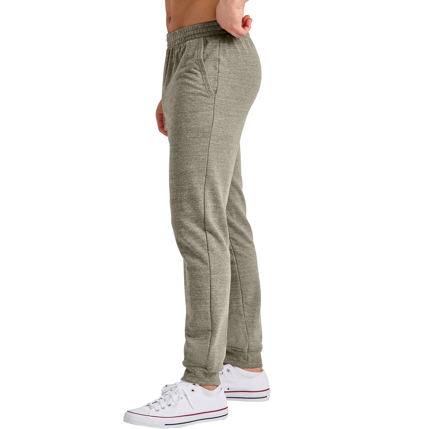 Hanes Men's Originals French Terry Joggers, Lightweight Sweatpants with Pockets, 30" Inseam, Camouflage Green PE Heather, Small