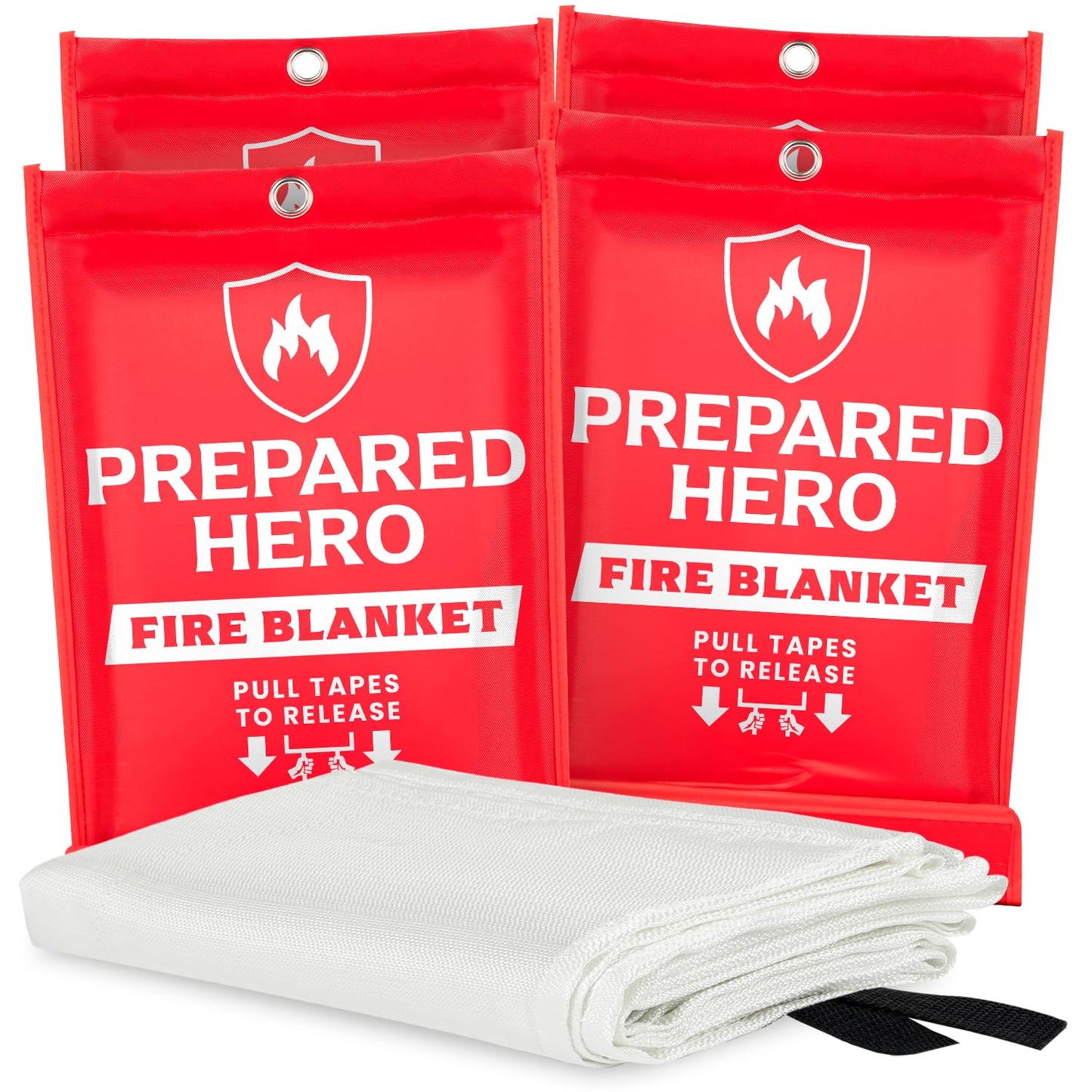 Prepared Hero Emergency Fire Blanket - 4 Pack Suppression for Kitchen, 40” x Home, Fiberglass Blanket.