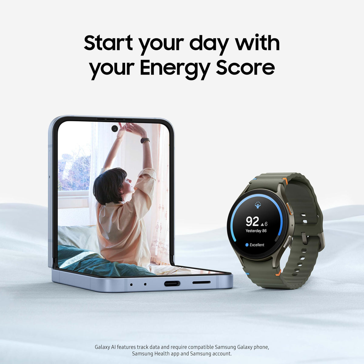 SAMSUNG Galaxy Watch 7 Bespoke Edition 44mm Bluetooth AI Smartwatch w/Energy Score, Wellness Tips, Heart Rate, Sleep, Fitness, Dark Gray Sport Band, Green, US Version, 1Yr Manufacturer Warranty