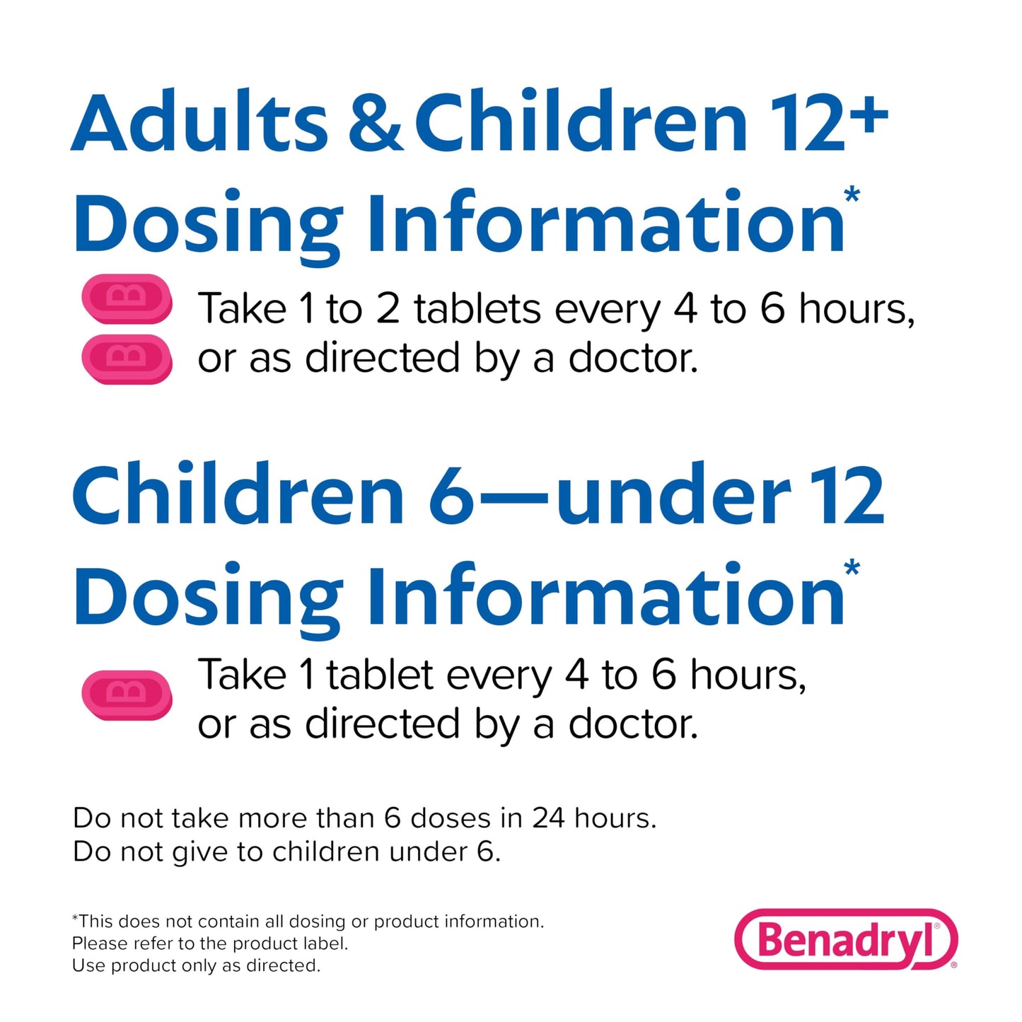 Benadryl Ultratabs Antihistamine Allergy Relief Medicine, 25 mg Diphenhydramine HCl Tablets for Relief of Cold & Allergy Symptoms Such as Sneezing, Runny Nose, & Itchy Eyes & Throat, 48 ct