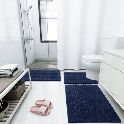 Arotive Luxury Chenille Bathroom Rug Mat, Extra Soft Thick Absorbent Shaggy Bath Rugs, Non-Slip Machine Wash Dry, Plush Bath Mats for Bathroom, Shower and Tub, 30x20, Navy