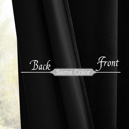 RYB HOME Black Velvet Curtains 96 inches, Soft Thick Velvet Drapes with Rustproof Grommet Room Darkening Noise Reducing Privacy Blinds for Closet Living Room Studio, W52 x L96 inches, 1 Pair