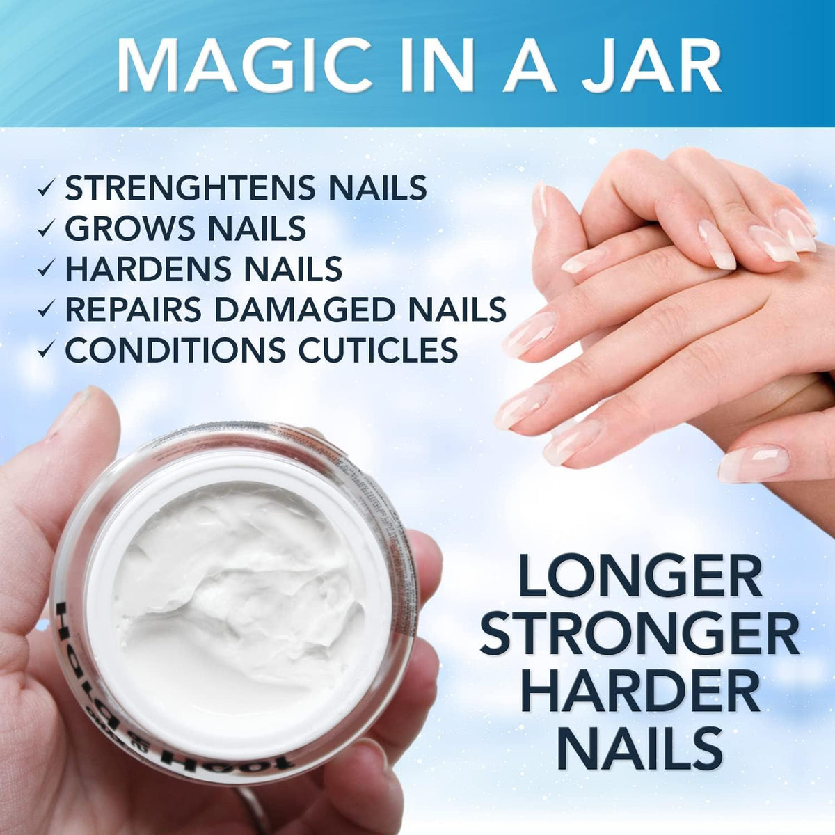 Onyx Professional Hard as Hoof Nail Strengthening Cream with Coconut Scent, Nail Growth & Conditioning Cuticle Cream Stops Splits, Chips, Cracks & Strengthens Nails, 1 oz