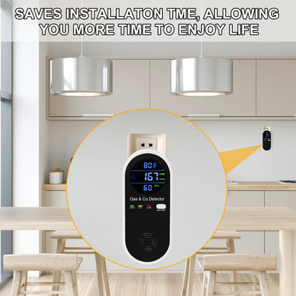 2 Packs Combination Natural-Gas and Carbon-Monoxide-Detector,Koabbit 4-in-1 CO/LPG/LNG Explosive Gas Detector Alarm with Temperature(°F) & Humidity for Home,RV,Hotel,Apartment
