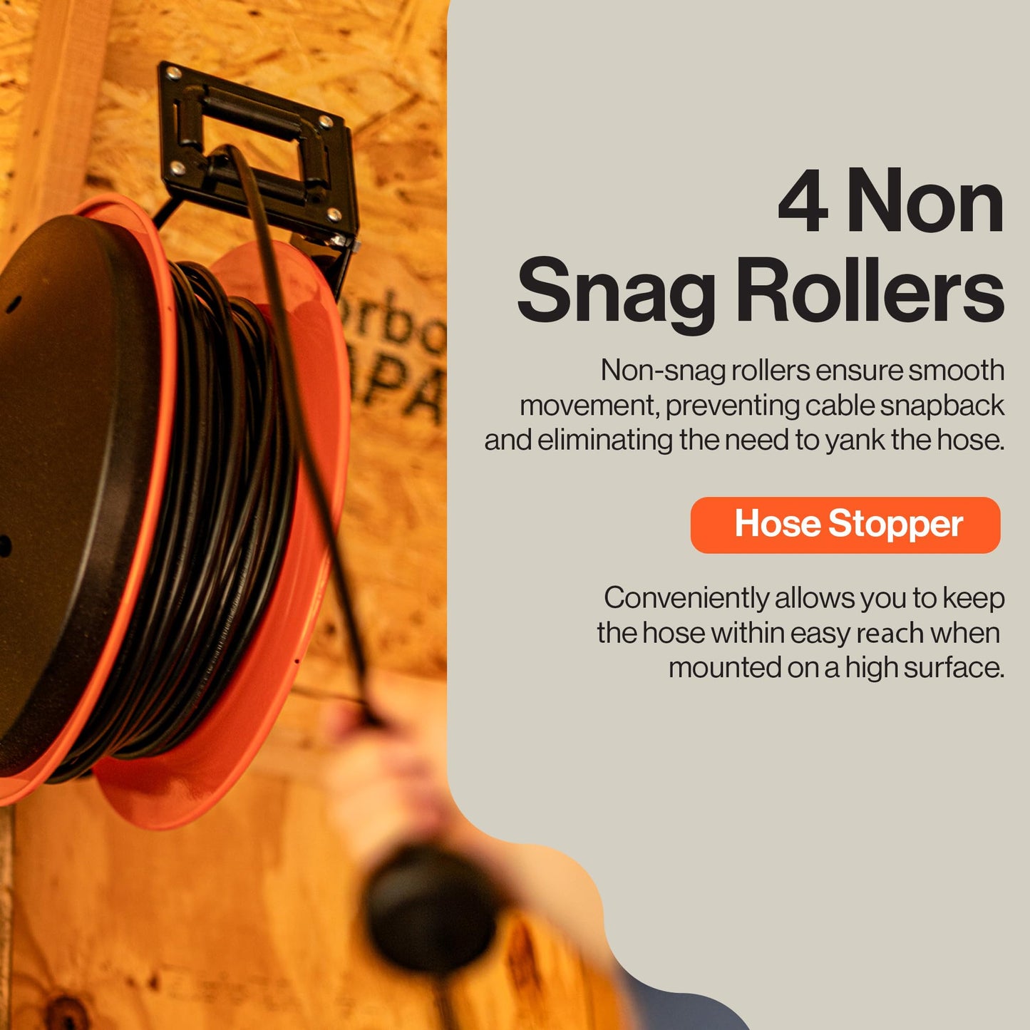 SuperHandy Extension Cord Reel Retractable 12AWG x 80' Foot 3C SJTOW Cable Triple Tap Connector Power Rating 125 Volt AC 15 Amp 1875 Watt Industrial Steel Single Arm