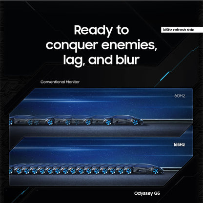 Samsung 34' Odyssey G5 Ultra-Wide Gaming Monitor with 1000R Curved Screen, 165Hz, 1ms, FreeSync Premium, Large Display, Eye Comfort, Multiple Ports, WQHD, LC34G55TWWNXZA, Black