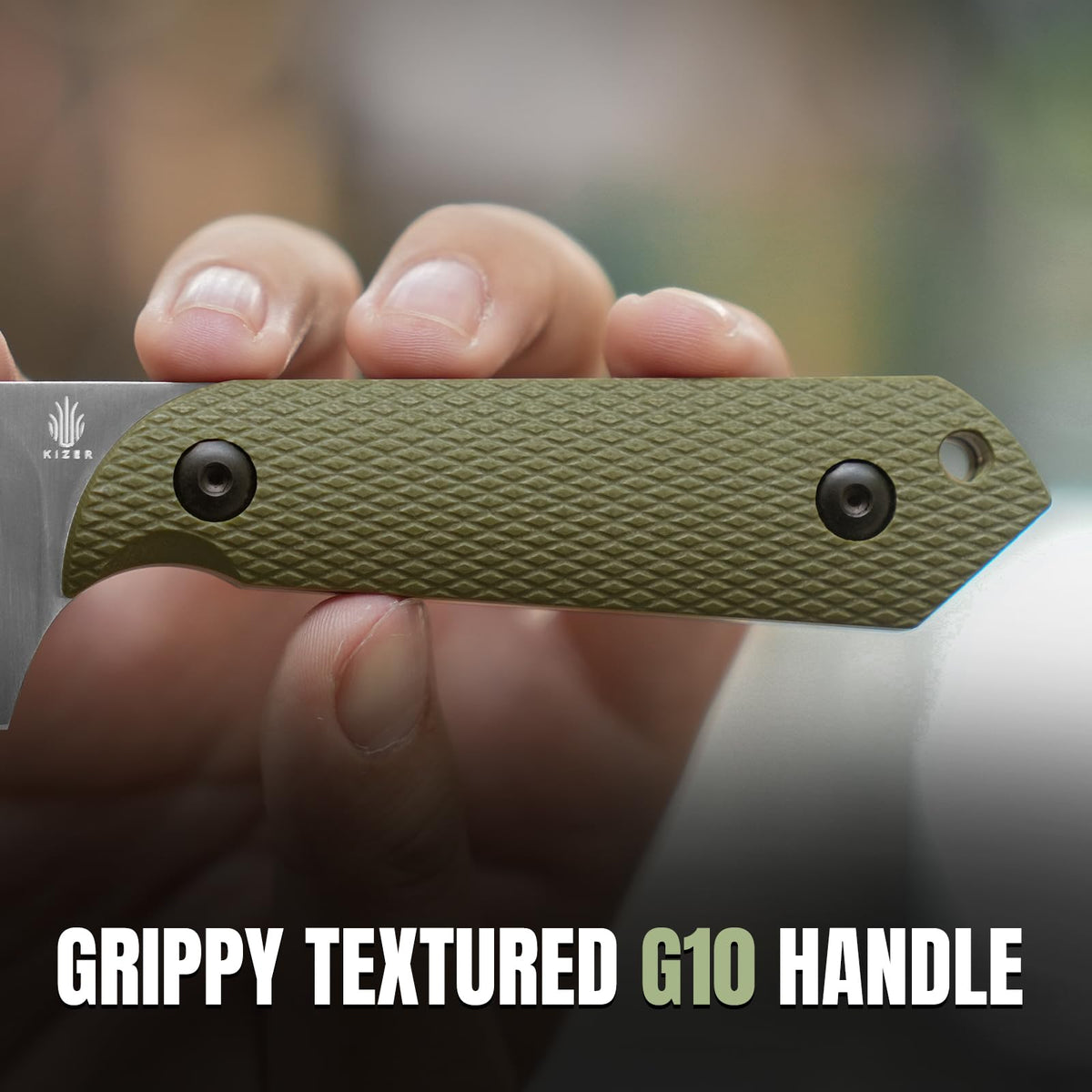 Kizer Harpoon Fixed Blade Knife with Sheath, 3.84” D2 Fixed Blade EDC Knife with G10 Handle for Hunting, Camping, Hiking, Survival 1040M1