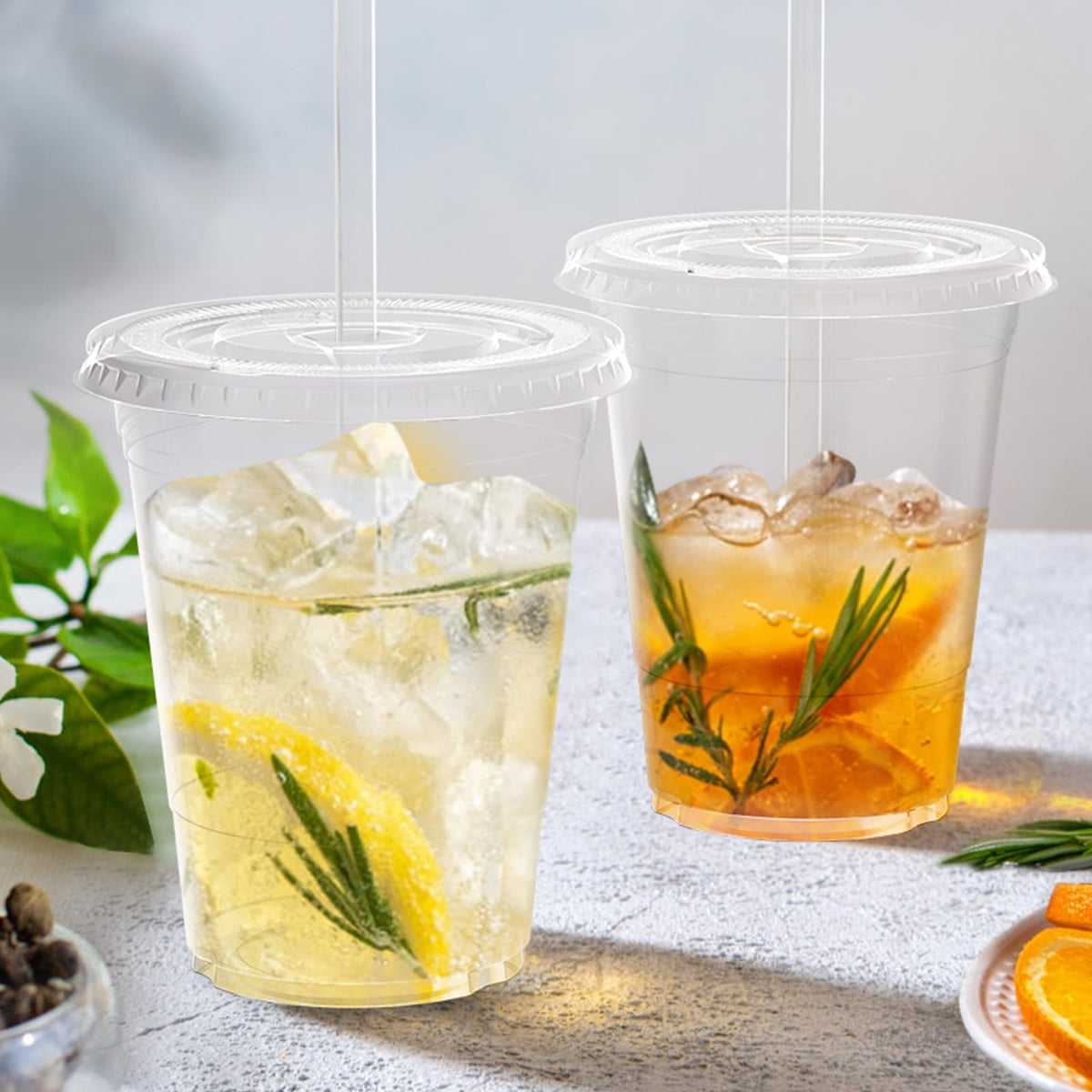 Dealusy 100 Pack - 16 oz Clear Plastic Cups with Lids and Straws, Sturdy & Food Safe Iced Coffee Cups with lids, Disposable Plastic Smoothie Cups for Cold Drinks