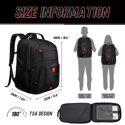 Z-MGKISS Travel Backpack, 50L Extra Large Travel Laptop backpack, Travel Backpack for Men Women with TSA Airline Approved Luggage Bussiness Backpack, Black