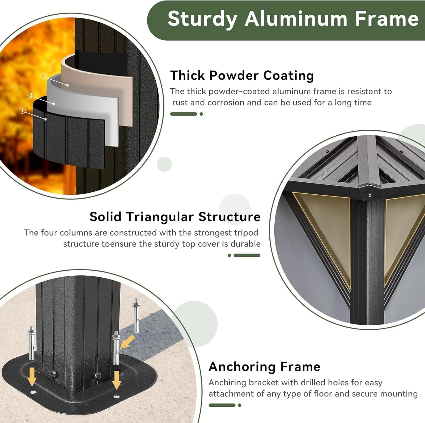 Aoxun Hardtop Gazebo 10x12, Aluminum Frame Canopy with Double Galvanized Steel Roof, Outdoor Gazebo with Breathable Netting and Privacy Curtain for Backyard