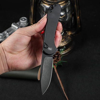 CIVIVI Elementum II Pocket Folding Knife, 2.96" Nitro-V Steel Blade G10 Handle Utility Knife with Deep Carry Pocket Clip for Camping Hiking Hunting C18062P-1