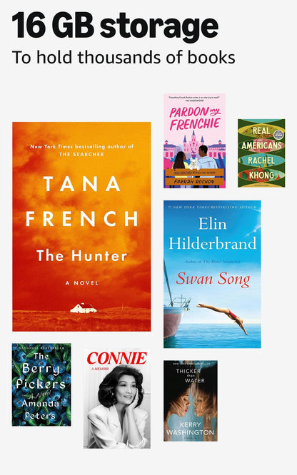 Amazon Kindle 16 GB (newest model) - Lightest and most compact Kindle, now with faster page turns, and higher contrast ratio, for an enhanced reading experience - Black