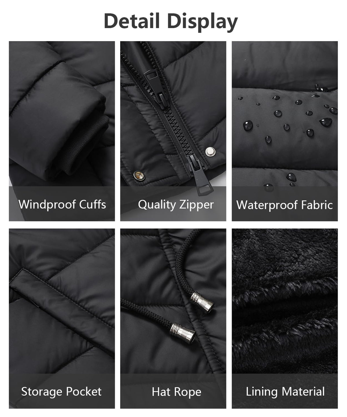 Women's Long Winter Puffer Coat Warm Thicken Fleece Lined Down Jacket Waterproof Detachable Hooded Parka