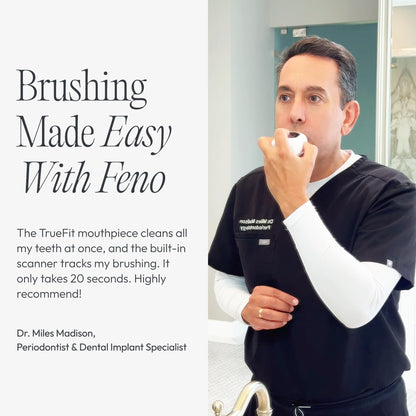Feno Smartbrush Electric Toothbrush for Adults – AI-Powered Oscillating Toothbrush with App and Personalized Mouthpiece, 20-Second Deep Clean, Rechargeable, Includes 1 Bottle of Feno Foam Toothpaste