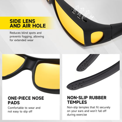 Reglaaly Night Vision Glasses for Men - Drive Bright Anti-glare Polarized Night Driving Glasses for Women Men