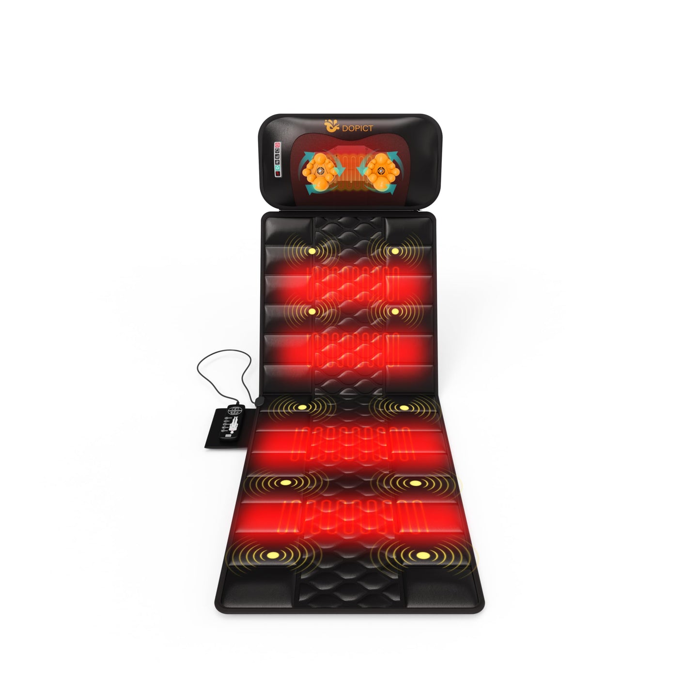 DOPICT Massage Mat, Detachable Neck Massager, Full Body Vibration Heating, Massage Pad with 10 Vibrating Motors and 9 Speed Settings for Home Office Use, Gift for Men Women Parents Christmas,Black