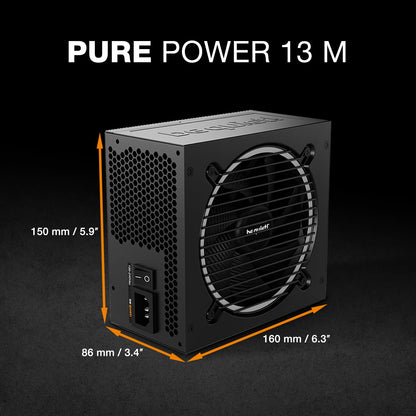 be quiet! Pure Power 13 M 1000W Power Supply, 80 Plus® Gold Certification, ATX 3.1 PSU, Support for PCIe 5.1 GPUs, semi-Passive 120mm be quiet! Fan, LLC Technology, Single Rail, for Overclocked GPUs