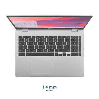 ASUS Chromebook CX1, 15.6" FHD NanoEdge Display, Intel Celeron N4500 Processor, 64GB eMMC Storage, 8GB RAM, ChromeOS, Transparent Silver, CX1500CKA-AS84F